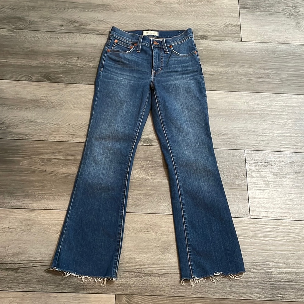 Madewell, Cali‎ Denim Boot Jeans, Frayed, distressed, size 23